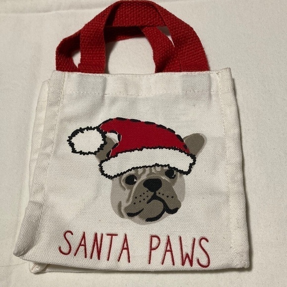 Christmas Cloth Gift Bag “Santa Paws” NWOT - Picture 1 of 6